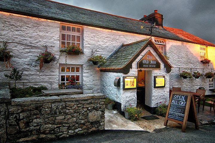 The Old Inn pub in St Breward, Cornwall – the highest inn in Cornwall, popular with walkers on Bodmin Moor.