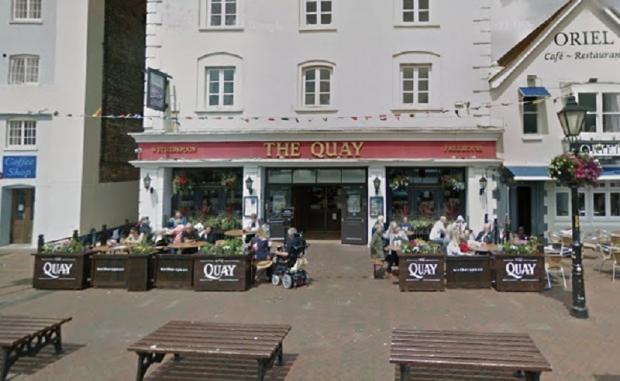 Front view of The Quay pub on Poole Quay, Dorset, where staff have reported unexplained paranormal activity