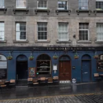 Front of The World’s End pub on the Royal Mile in Edinburgh, a historic Scottish pub built on the old Flodden Wall
