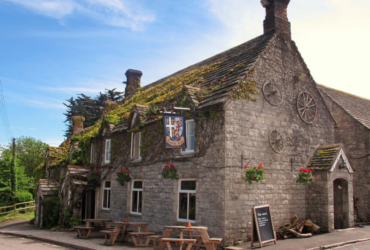 Bankes Arms pub in Studland overlooking the Dorset coast