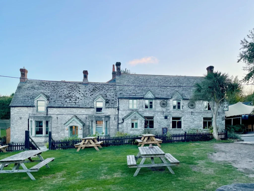 Bankes Arms Studland pub exterior on the Dorset coast